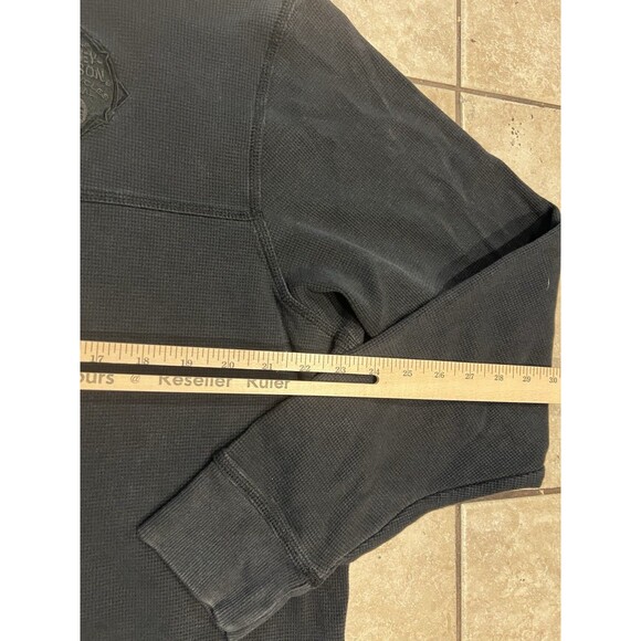 Harley Davidson Hoodie Mens XXL 2XL Black Thermal Waffle Knit Full Zip Skull - Picture 9 of 11